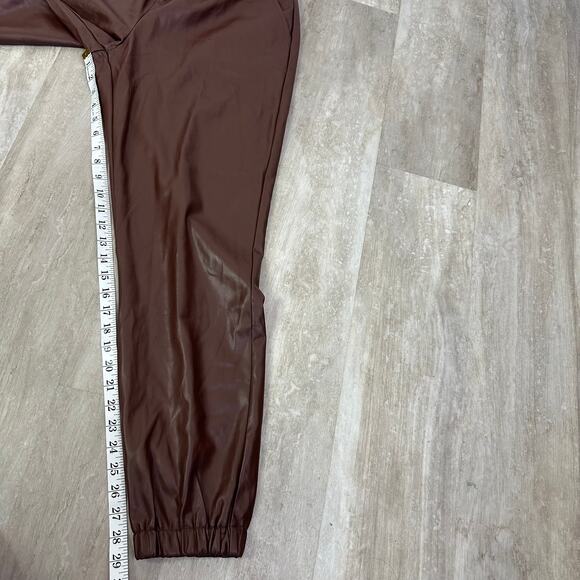 WeWoreWhat Brown Vegan Leather Joggers in Cacao Size Large - Picture 8 of 10
